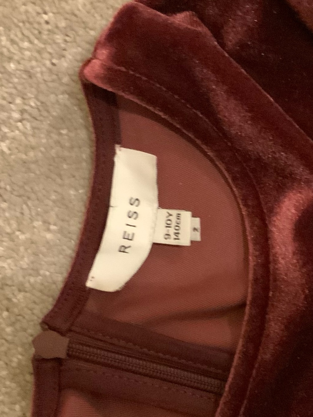Reiss Girls Velvet Jumper in Burgundy Wine - Size 9-10 or 140cm